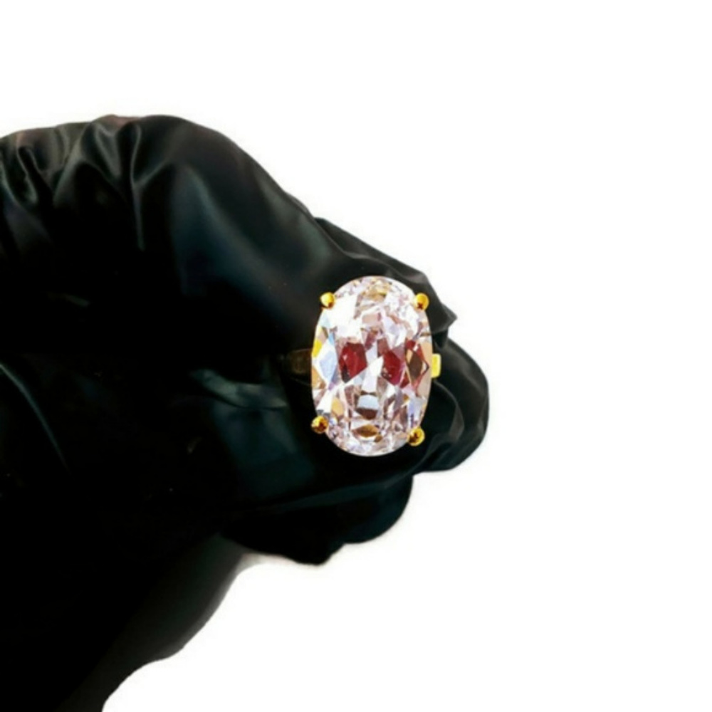 Oval Cut‎ CZ Cubic Zirconia Gold Cocktail Ring